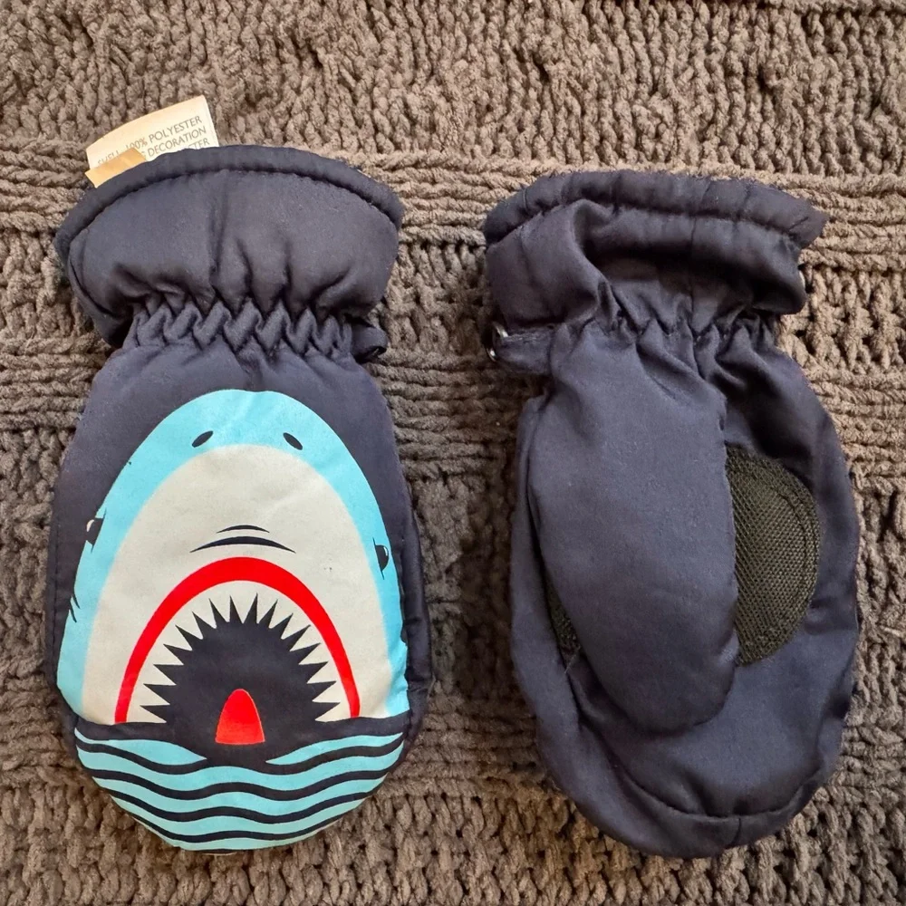 Navy Blue Shark Kids Mittens (Falls Creek Kids, 2-4T)